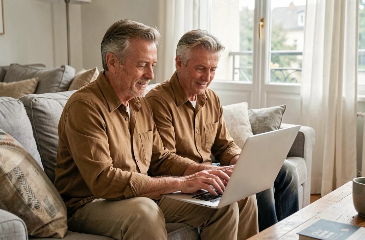Couple propriétaire comparant des offres d'assurance habitation en ligne