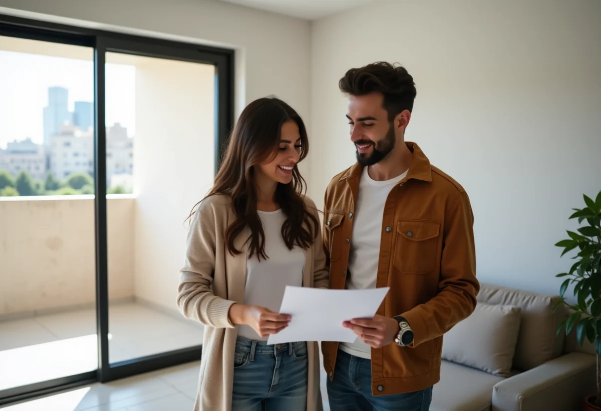 Jeune couple marocain dans un appartement moderne à Guéliz