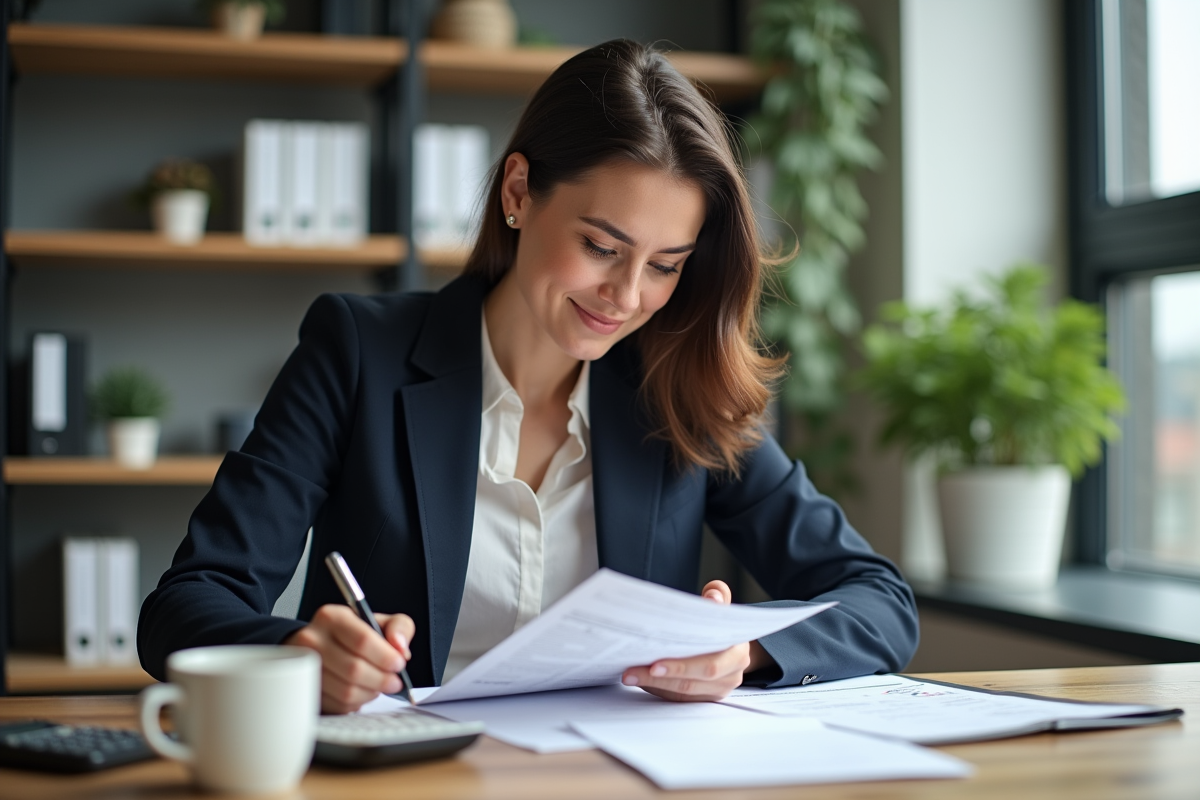 Femme analysant un calendrier d