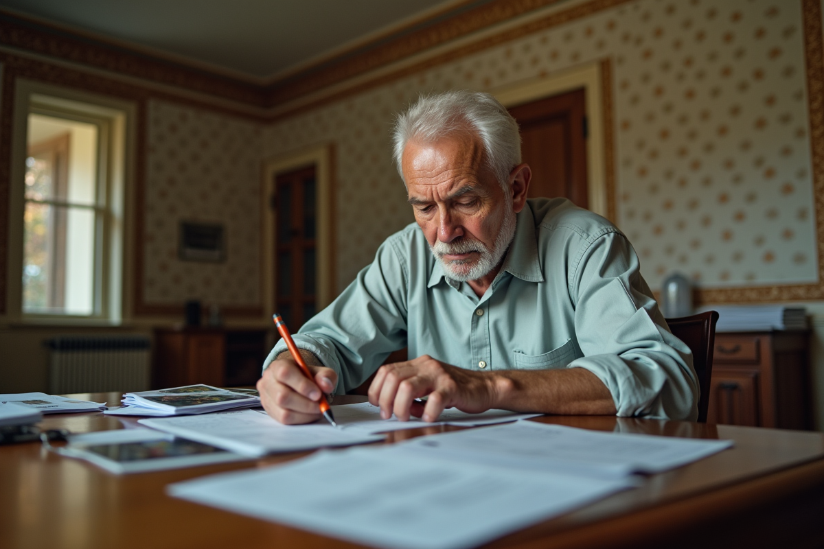 Homme âgé remplissant un formulaire d