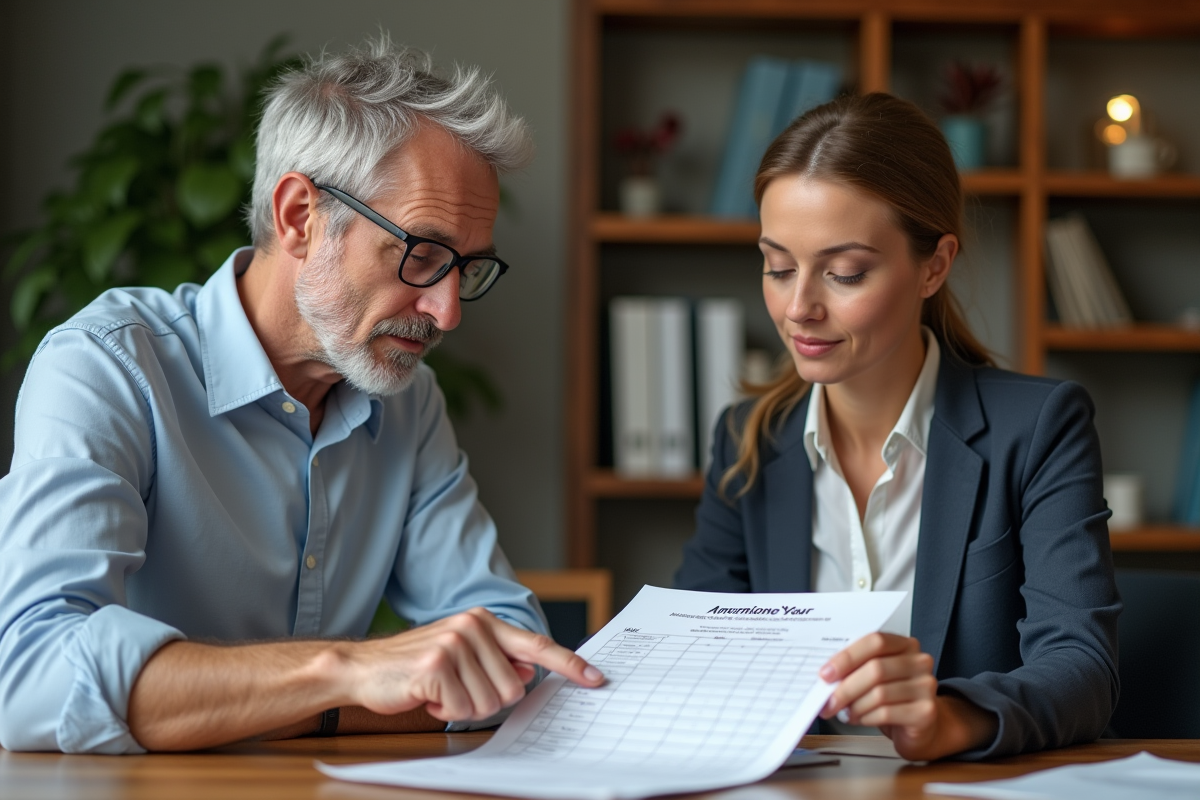 Homme et conseillère financière discutant d