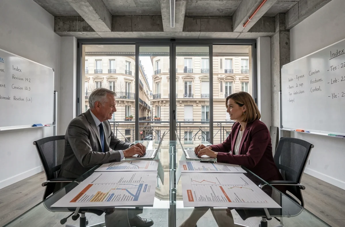Réunion de professionnels de l'immobilier autour de l'indice du coût de la construction pour baux commerciaux