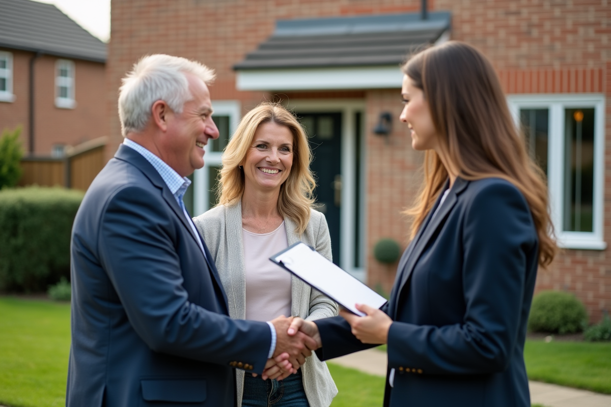 Homme et femme serrant la main d
